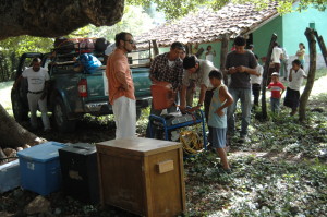 Making preparations for the evening event at Valle de la Cruz