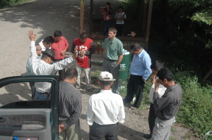 Pastors praying before heading to El Zapote village