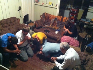 Gathering in Jesus Name at the friends house above Las Vegas