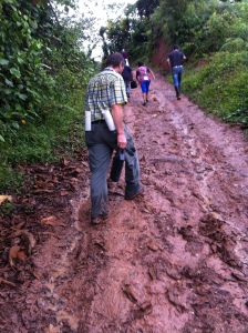 Up the road to Yure, after we left the truck behind, because of road conditions.