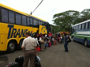 Waiting to board the bus to go into Costa Rica territory.