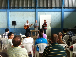 Los Rojas leading praise and worship at the retreat!