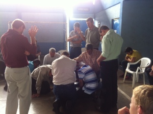 Men's prayer time.