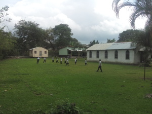 Students playing at the School and church property