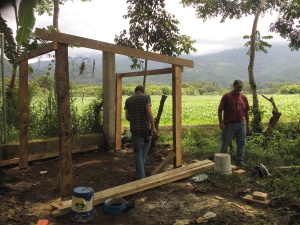 Bro David, Leroy and Phillip building a parlor to milk our cow