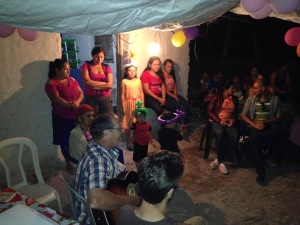 david Yoder in Tambla Lempira, singing at a birthday party!