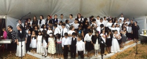 School Children singing Onward Christian Soldiers.
